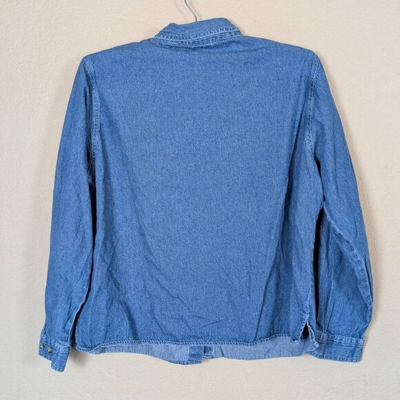 VTG 90s Cabin Creek Women's PXL Denim Button up Leaves Leaf Embroidery Buttons - Picture 4 of 7